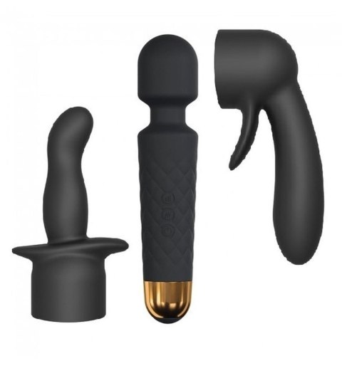 Zestaw masażera wibracyjnego Wanderful Dorcel silikonowy czarny 20 cm