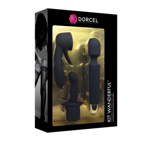 Zestaw masażera wibracyjnego Wanderful Dorcel silikonowy czarny 20 cm