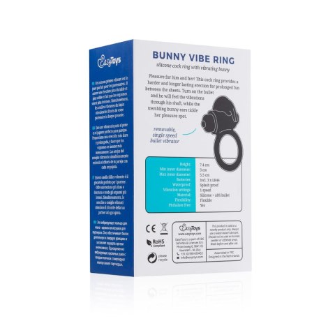 Pierścień erekcyjny wibrujący Bunny EasyToys czarny