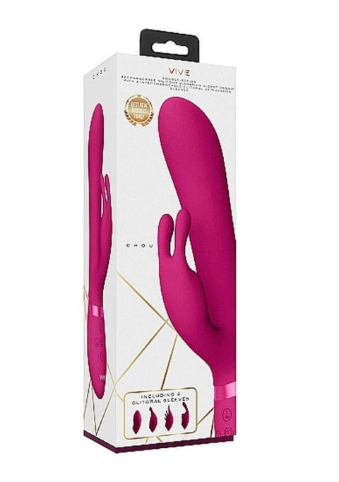 Wibrator króliczek Vive Chou silikonowy różowy USB 22 cm
