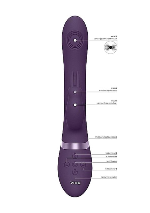 Wibrator króliczek Vive Rini fioletowy silikonowy USB 22 cm