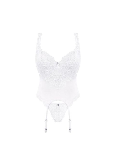 Gorset koronkowy i stringi Amor Blanco Obsessive biały L/XL