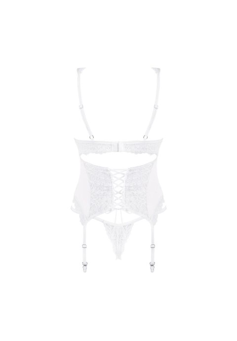 Gorset koronkowy i stringi Amor Blanco Obsessive biały L/XL