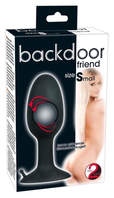 Korek analny z obracającą się kulą silikonowy Backdoor Friend czarny 8 cm