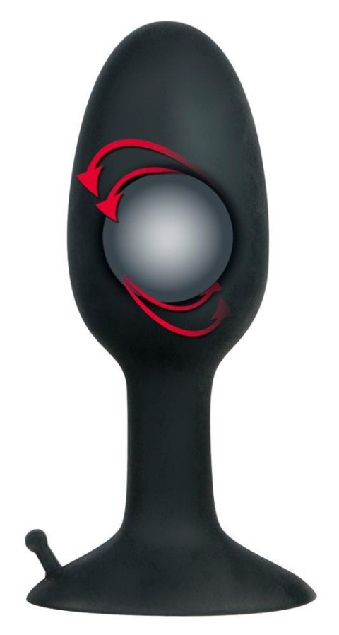 Korek analny z obracającą się kulą silikonowy Backdoor Friend czarny 8 cm