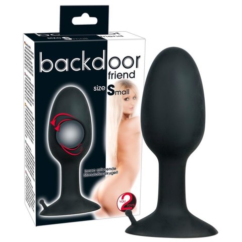 Korek analny z obracającą się kulą silikonowy Backdoor Friend czarny 8 cm