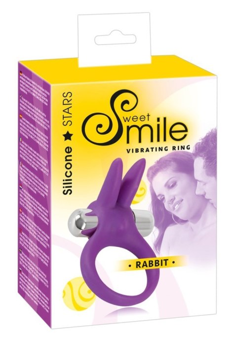 Pierścień wibrujący Sweet Smile z uszami króliczymi fioletowy 6,5 cm