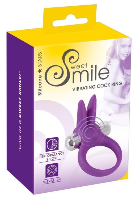 Pierścień wibrujący Sweet Smile z uszami króliczymi fioletowy 6,5 cm