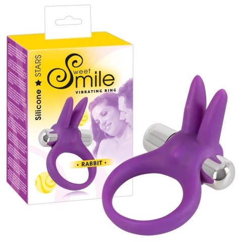 Pierścień wibrujący Sweet Smile z uszami króliczymi fioletowy 6,5 cm