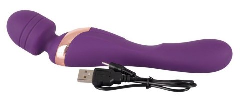 Wibrator masażer podwójny Javida fioletowy silikonowy USB 22 cm