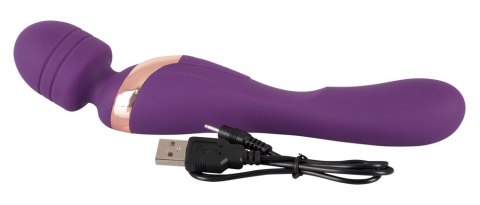 Wibrator masażer podwójny Javida fioletowy silikonowy USB 22 cm