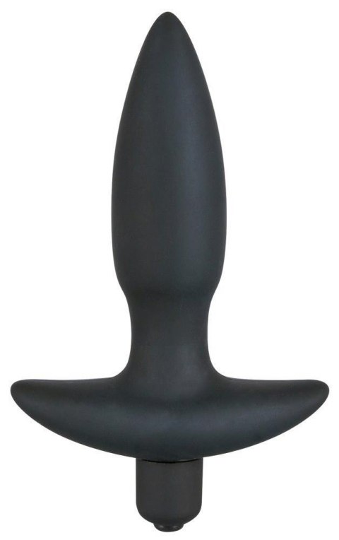 Wibrujący korek analny Black Velvets czarny silikonowy mały 13 cm