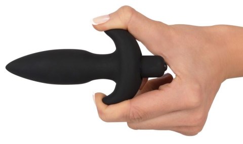 Wibrujący korek analny Black Velvets czarny silikonowy mały 13 cm