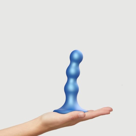 Dildo analne z kulkami silikonowe Strap On Me metaliczny niebieski S