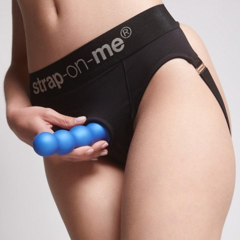 Dildo analne z kulkami silikonowe Strap On Me metaliczny niebieski S