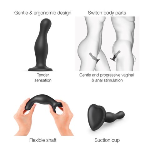 Dildo plug Curvy Strap on me silikonowe czarne XL 18 cm
