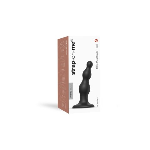 Dildo silikonowe z koralikami Strap-on-me czarne S