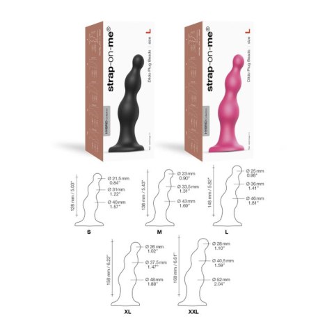 Dildo silikonowe z koralikami Strap-on-me czarne S