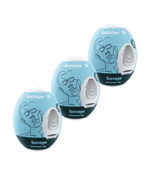 Jajka masturbatora Satisfyer Savage zestaw 3 ciemnozielone białe 7 cm