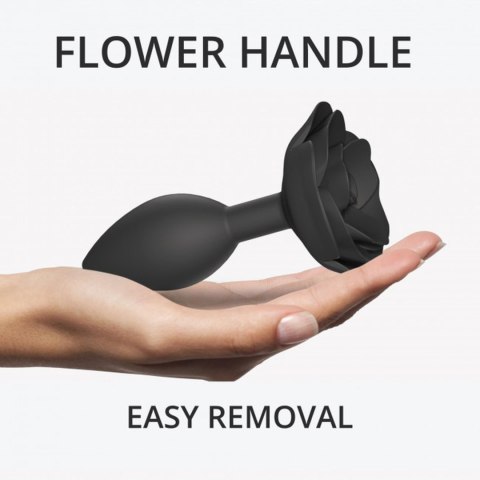 Korek analny silikonowy Open Roses L czarny onyx 9 cm