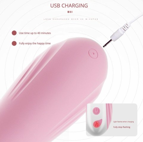 Wibrator królik Hannah silikonowy z języczkiem USB różowy