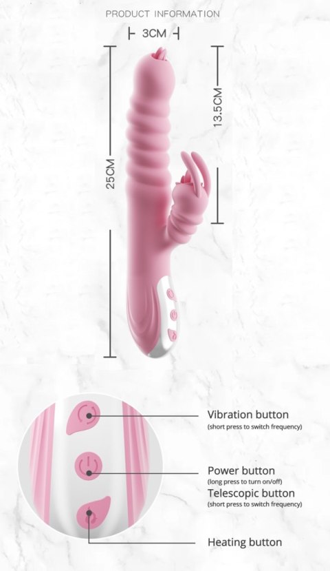 Wibrator królik Hannah silikonowy z języczkiem USB różowy