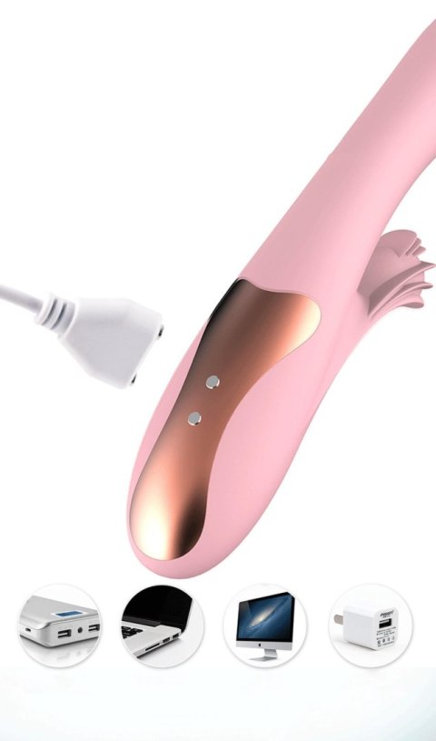 Wibrator silikonowy Lyla podgrzewany z językami różowy USB