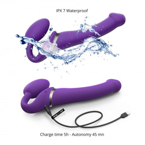 Wibrujący strap-on Strap-on-me silikonowy M fioletowy USB wodoodporny