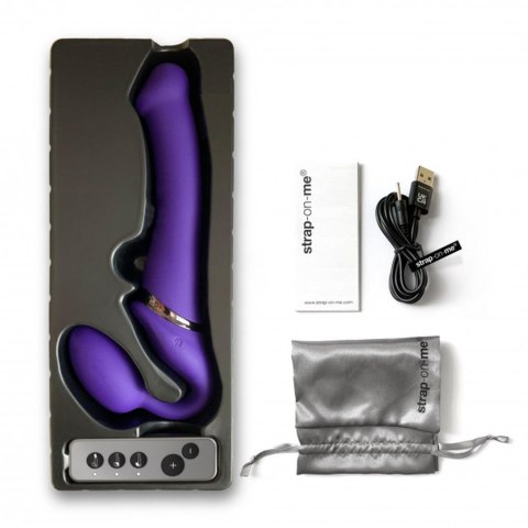 Wibrujący strap-on Strap-on-me silikonowy M fioletowy USB wodoodporny