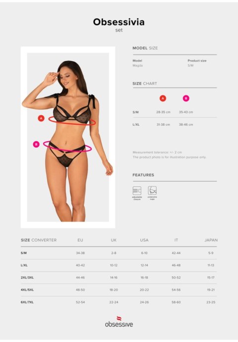 Komplet bielizny Obsessivia 2-częściowy czarny S/M