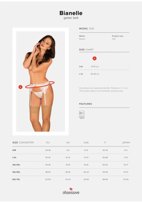 Koronkowy pas do pończoch Bianelle Obsessive biały L/XL