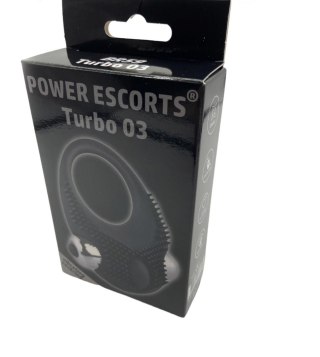 Pierścień wibrujący Turbo 03 silikonowy Power Escorts czarny