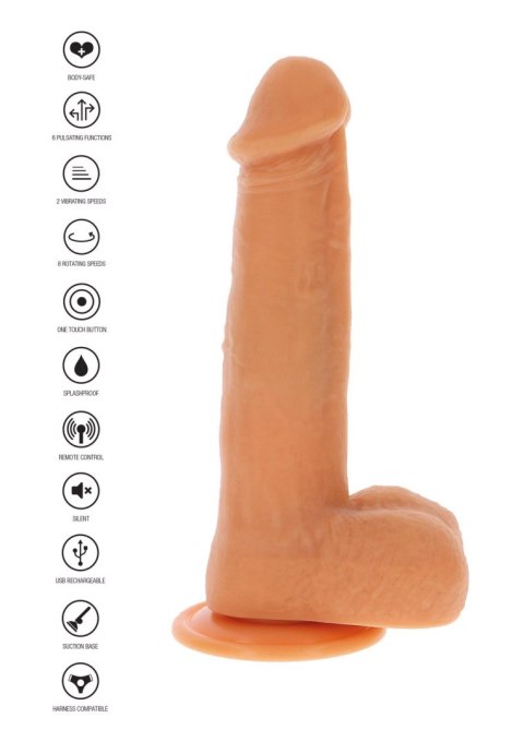 Dildo wibrujące z rotującymi koralikami ToyJoy cieliste 21 cm