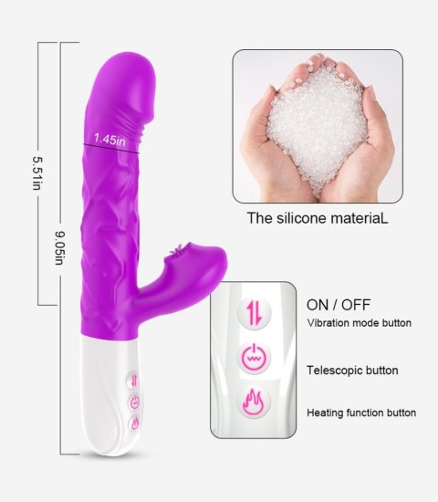 Wibrator silikonowy z językiem B Series Fox USB 23 cm