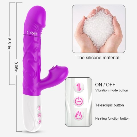 Wibrator silikonowy z językiem B Series Fox USB 23 cm