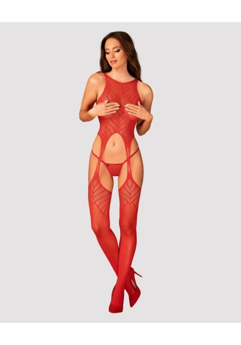 Bodystocking Obsessive N122 czerwony geometryczny XL XXL