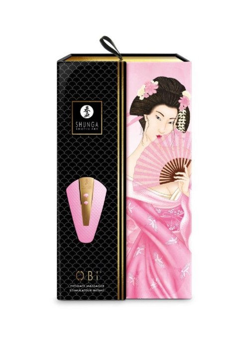 Stymulator łechtaczki Shunga Obi różowy silikonowy USB 11 cm