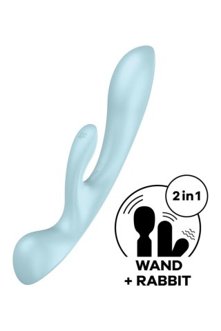 Wibrator króliczek Satisfyer Triple Oh jasnoniebieski USB wodoodporny
