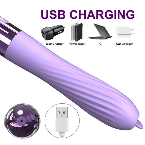 Wibrator silikonowy z ruchomym języczkiem B-Series Fox USB z ogrzewaniem