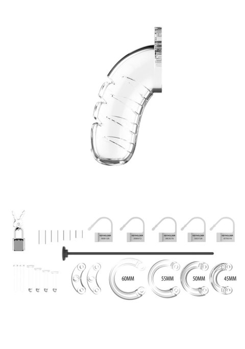 Pas cnoty ManCage Model 16 transparentny z rozszerzaczem cewki