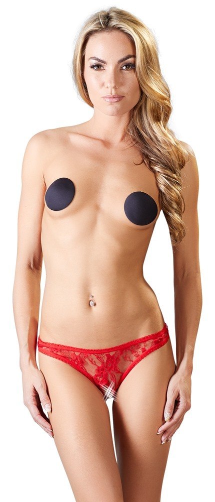 Stringi koronkowe Cottelli Lingerie czerwone otwarte M