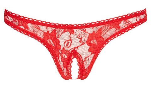 Stringi koronkowe Cottelli Lingerie czerwone otwarte M