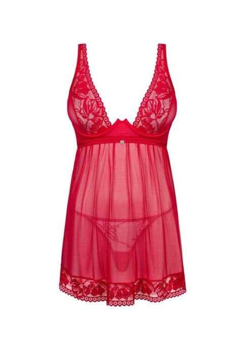 Czerwony koronkowy babydoll i stringi Lacelove Obsessive M/L