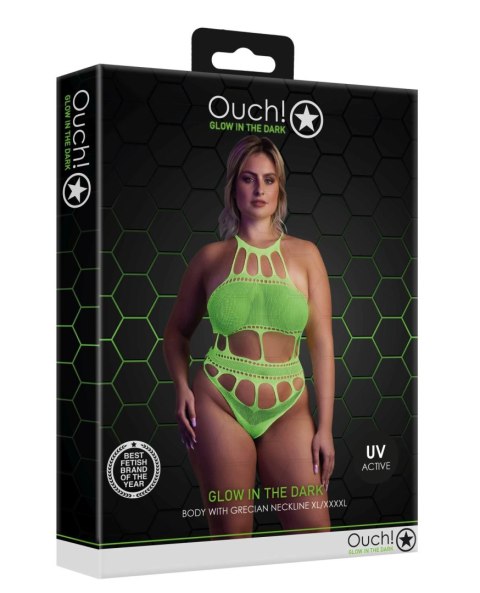 Body z greckim dekoltem Ouch neonowa zieleń XL XXXXL