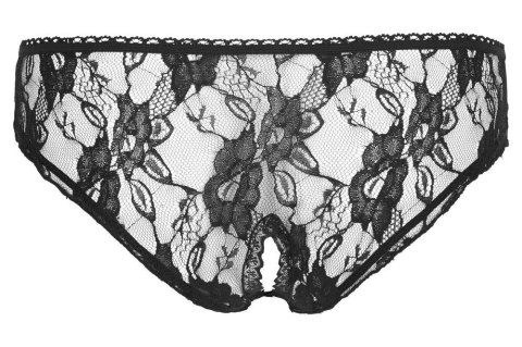 Figi koronkowe z otwartym kroczem Cottelli LINGERIE czarne XL