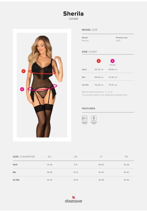 Gorset i stringi Obsessive Sherila czarny M/L transparentny