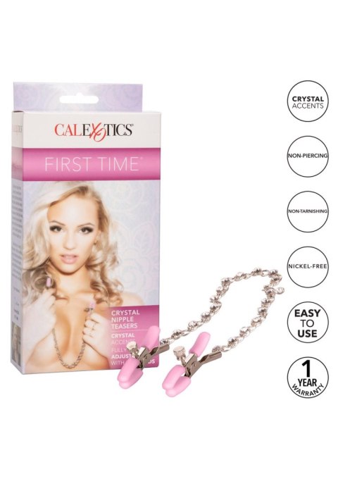Klipsy na sutki metalowe z kryształkami Calexotics łańcuszek
