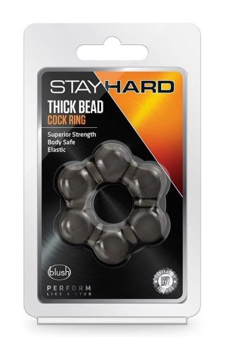 Pierścień erekcyjny Stay Hard gruby z koralikami Blush czarny TPE