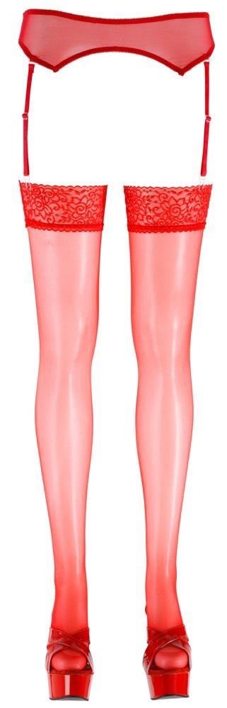 Pończochy z koronką Cottelli LEGWEAR czerwone 20 den