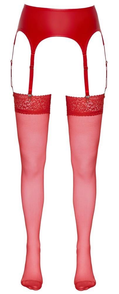 Pończochy z koronką Cottelli LEGWEAR czerwone 20 den